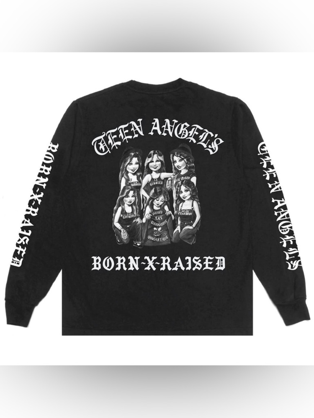 BORN X RAISED X TEEN ANGELS LONG SLEEVE TEE IN BLACK